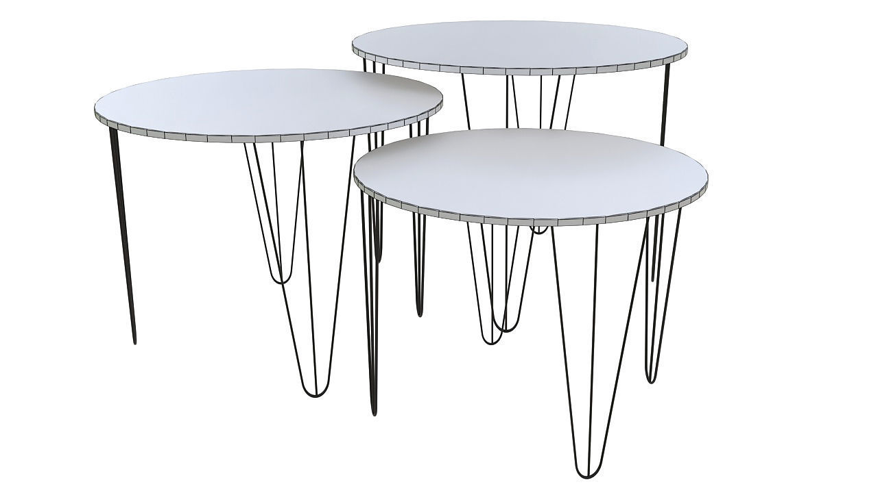 Wooden tables metal legs 3D model_6