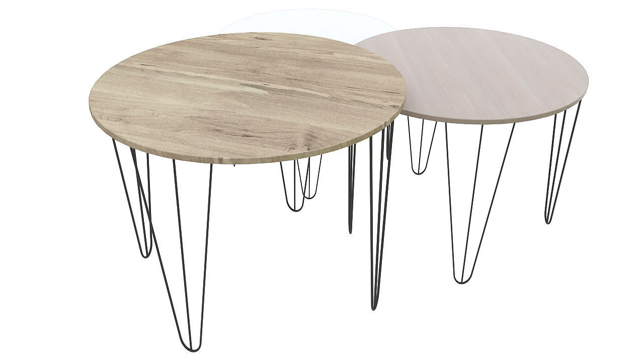 Wooden tables metal legs 3D model_2