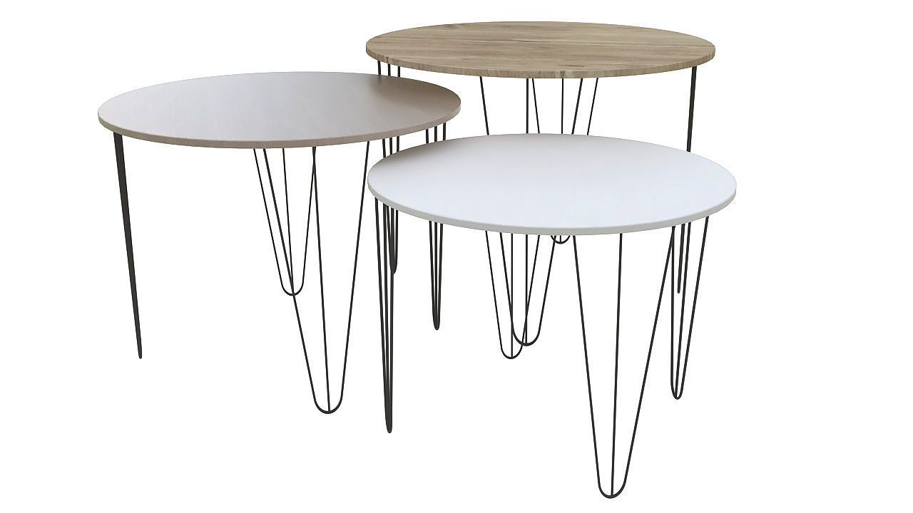 Wooden tables metal legs 3D model_5