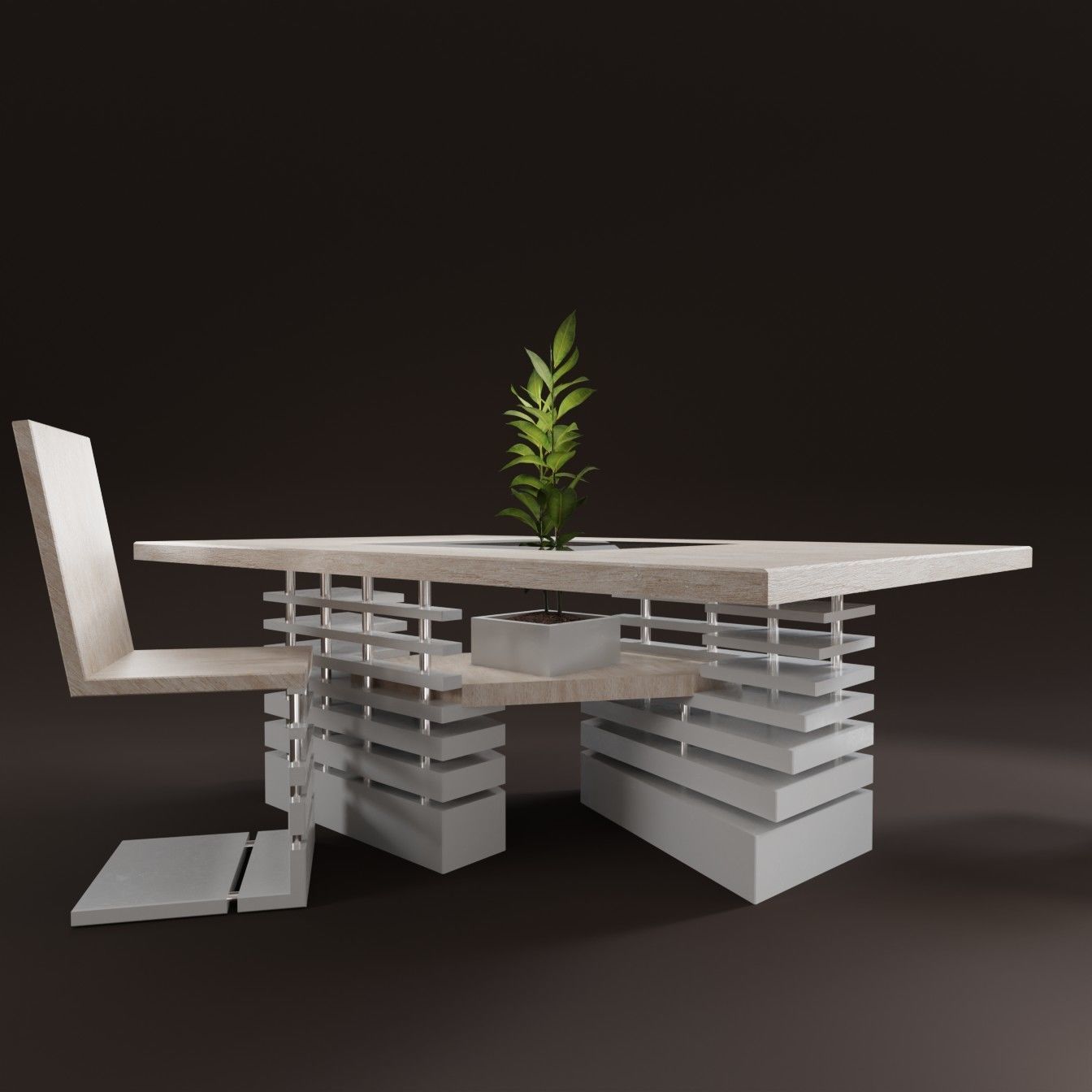 Modern furniture  Air design  Wood 3D model_4