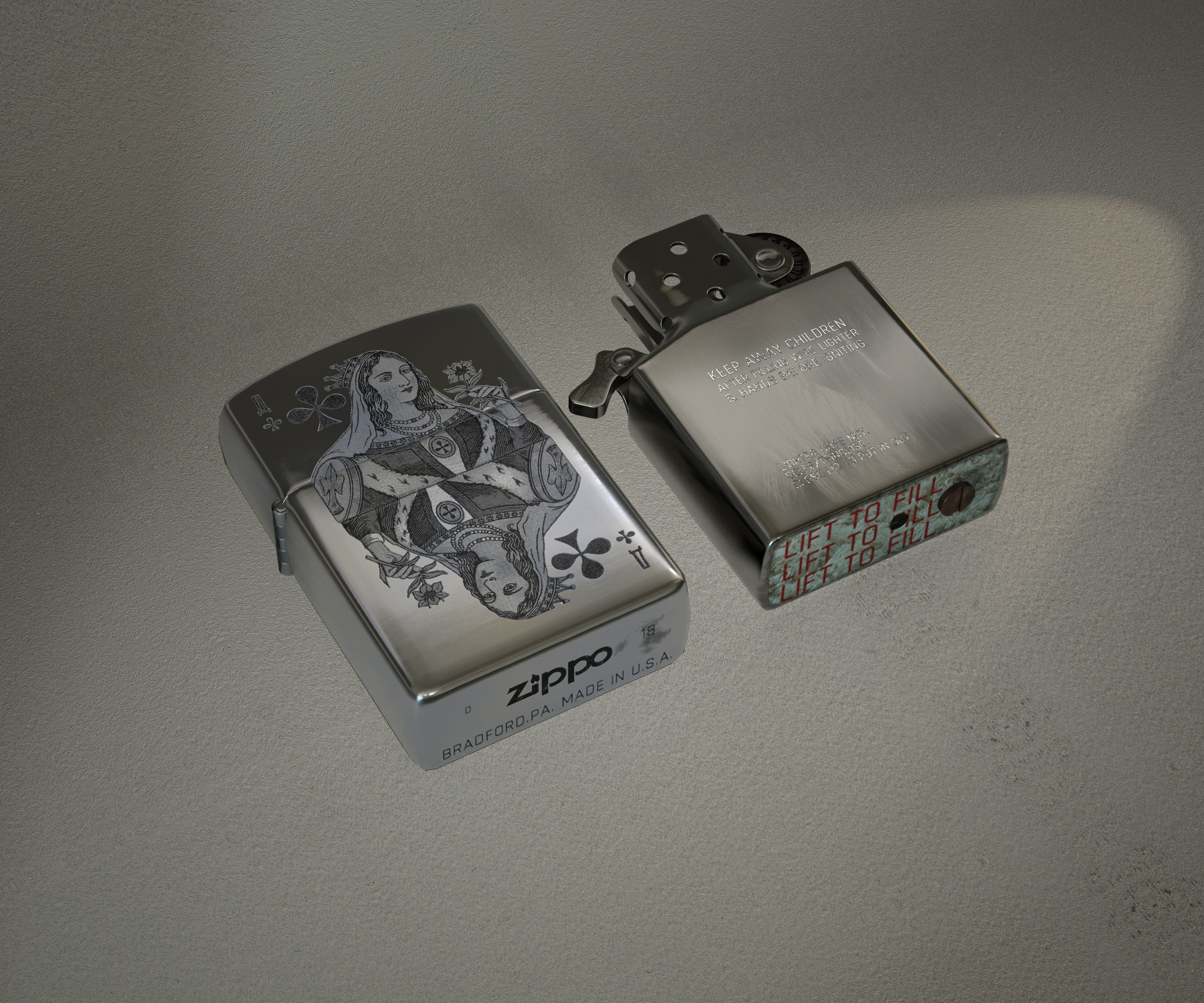 Zippo lighter - queen of spades Low-poly 3D model_1