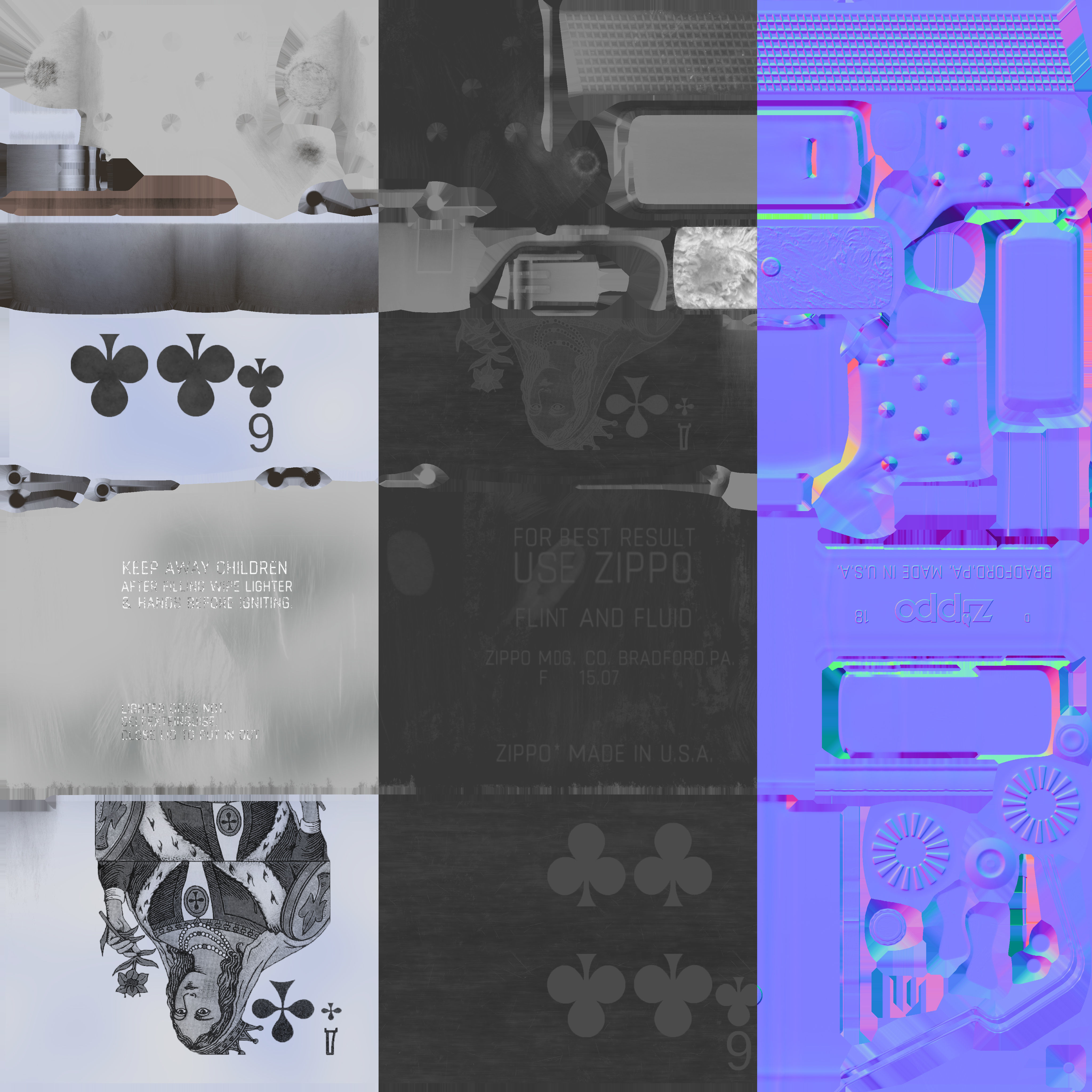 Zippo lighter - queen of spades Low-poly 3D model_4