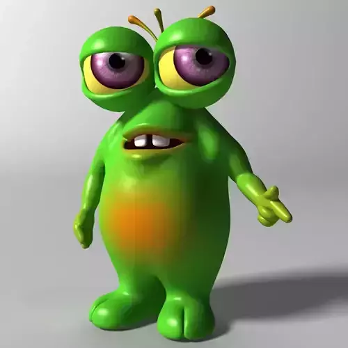 Cartoon Green Monster Low-poly 3D model