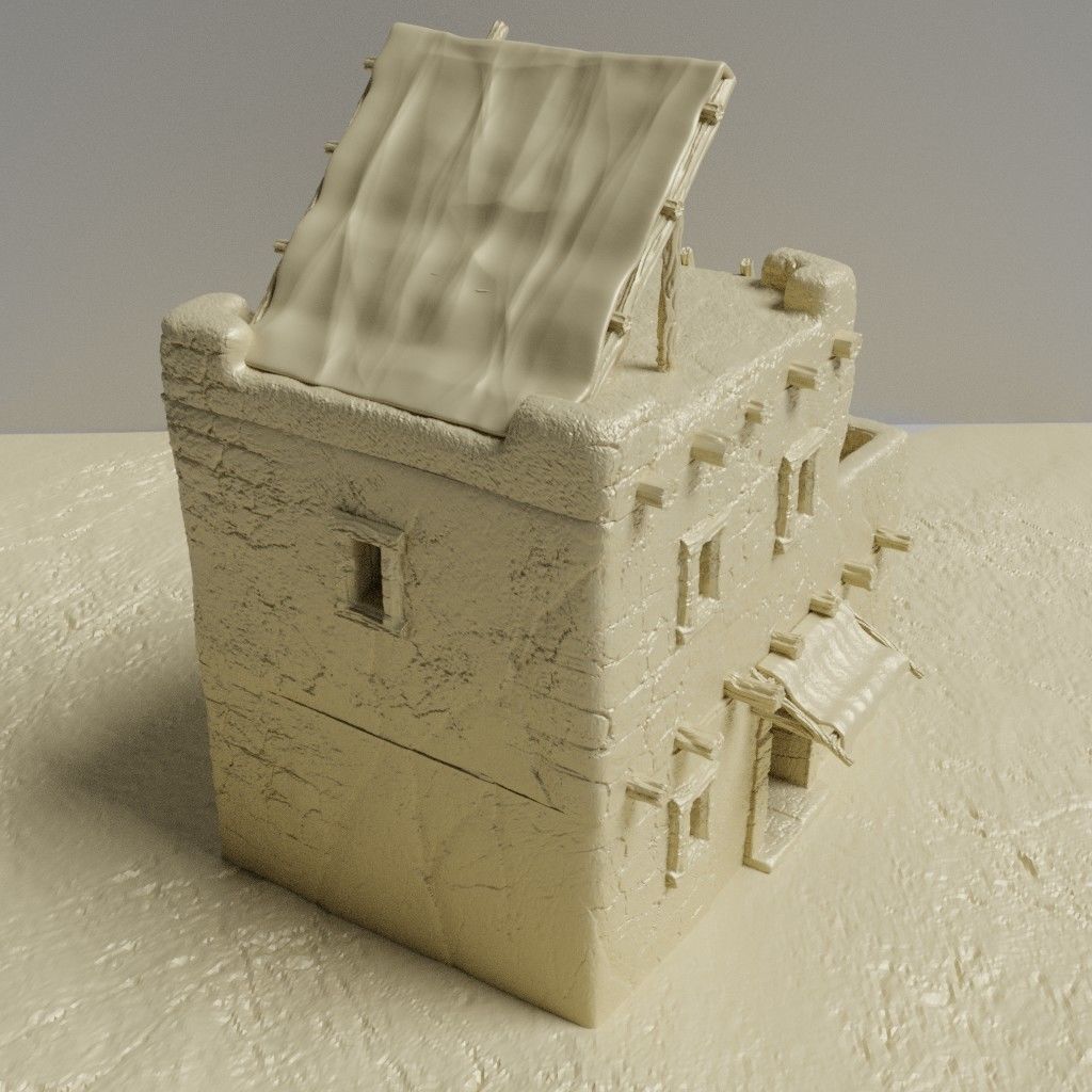 Desert House Tabletop Terrain 28 mm 3D print model_1