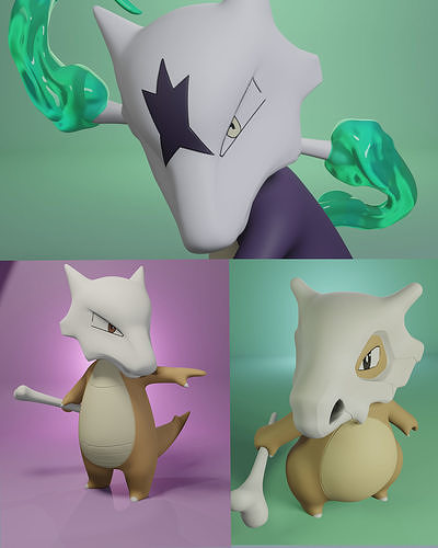 pokemon cubone evolution pack 3D print model