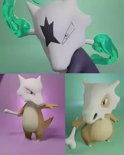 pokemon cubone evolution pack 3D print model