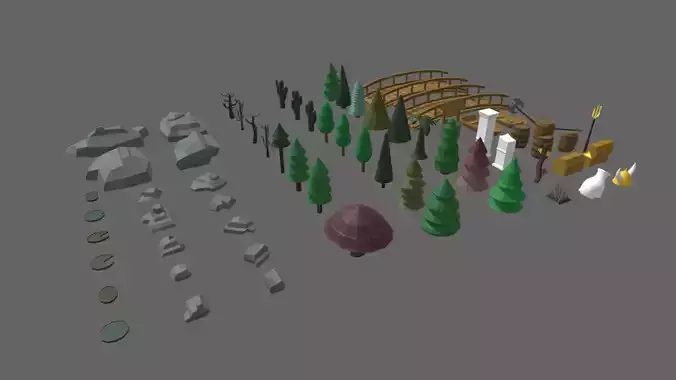 Low Poly Trees Videogame Assets