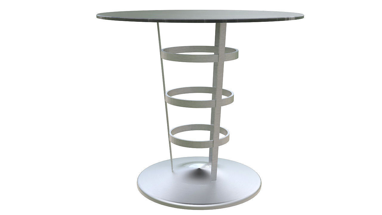 Marble and stainless steel table 3D model_4