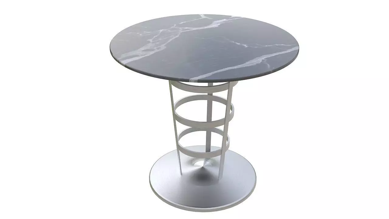 Marble and stainless steel table 3D model_0