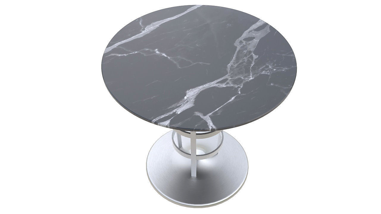 Marble and stainless steel table 3D model_3