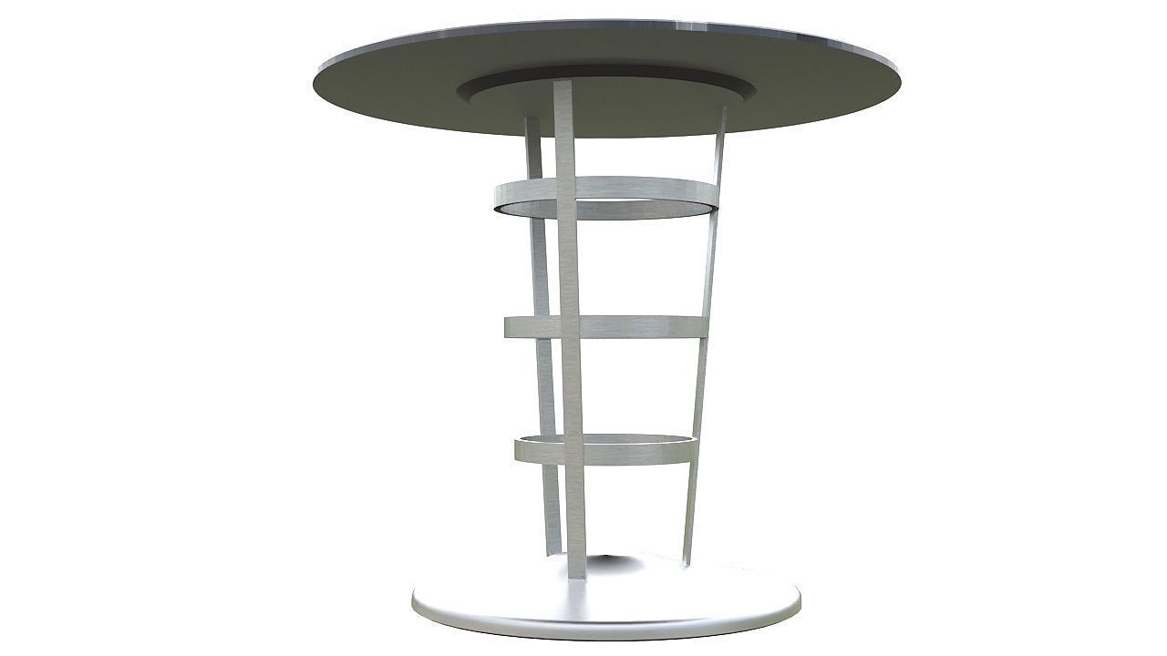 Marble and stainless steel table 3D model_2