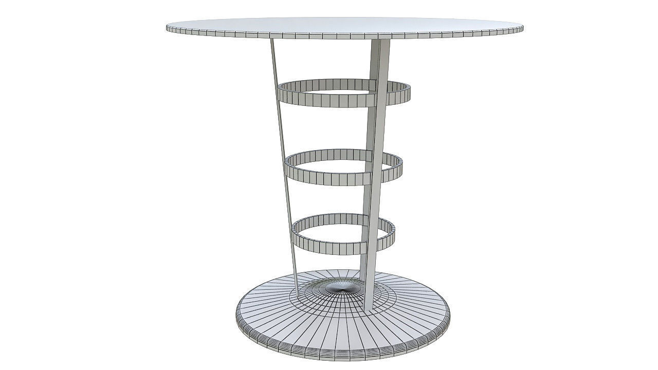 Marble and stainless steel table 3D model_5