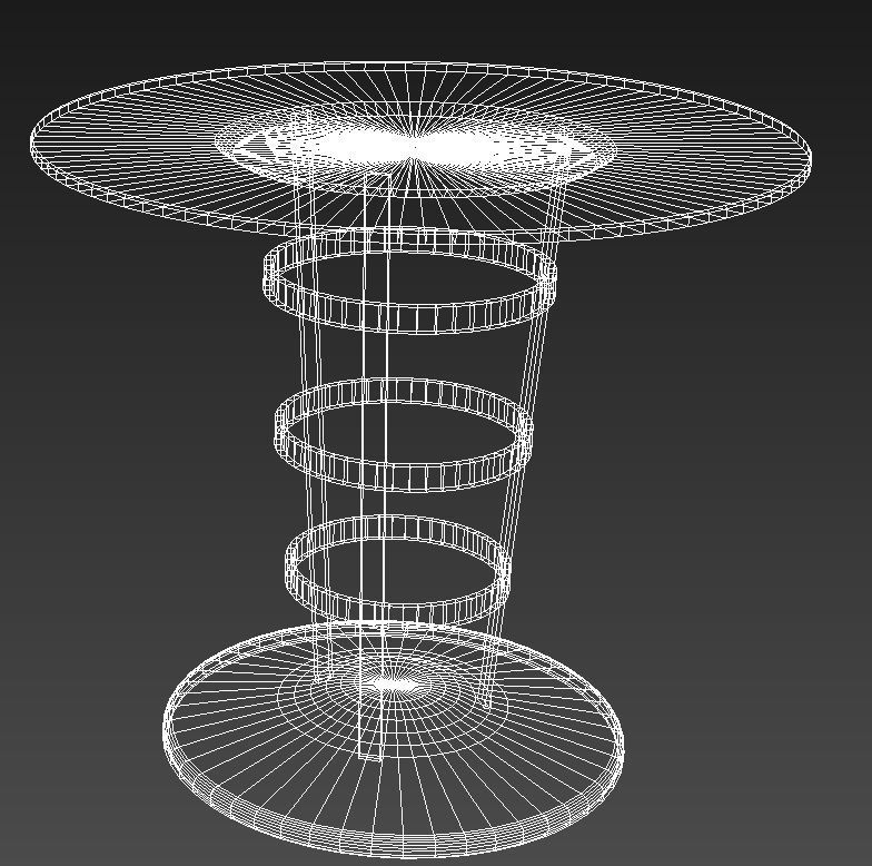 Marble and stainless steel table 3D model_8