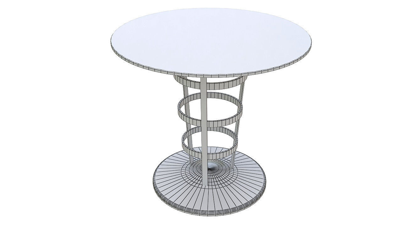 Marble and stainless steel table 3D model_6