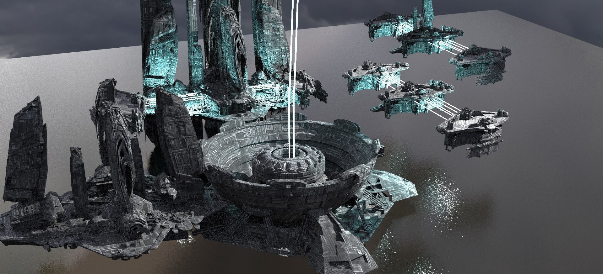 Halo Inspired Sci-fi Mega Dome City Extended 3D model_1