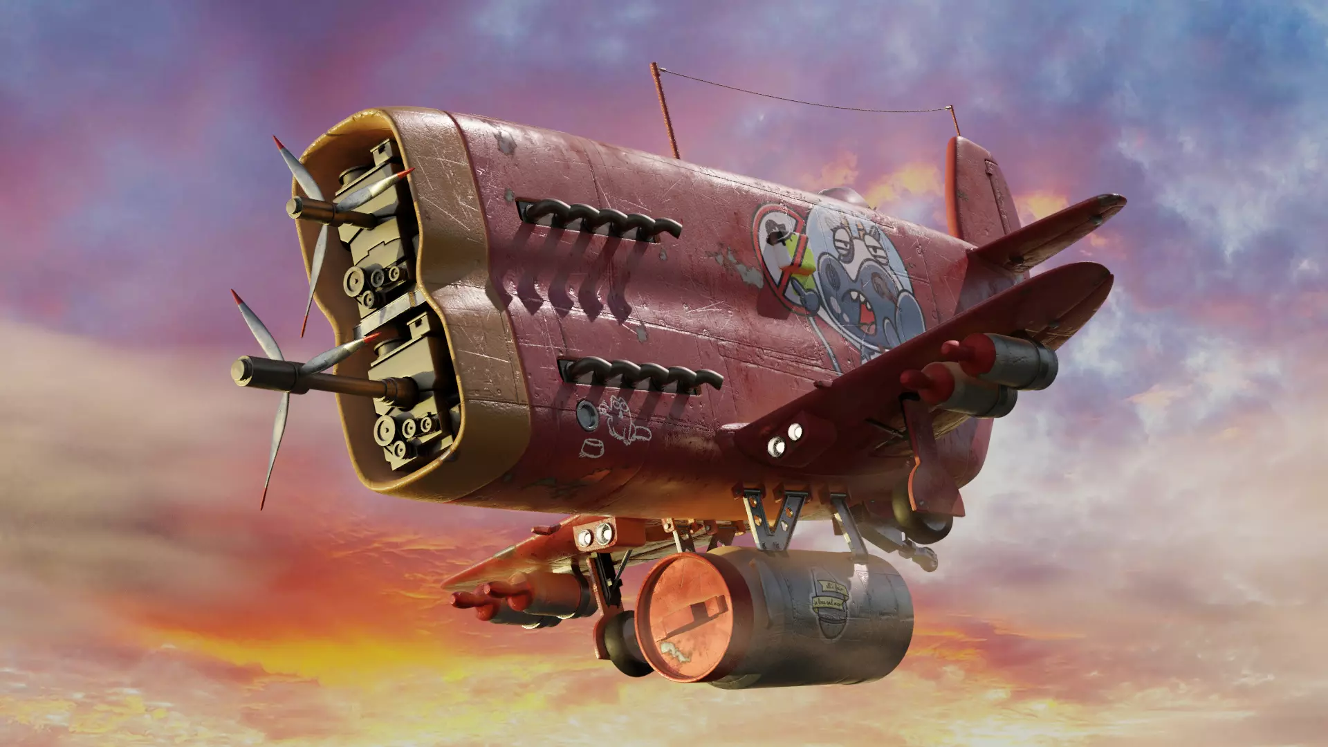 cartoon plane Free low-poly 3D model