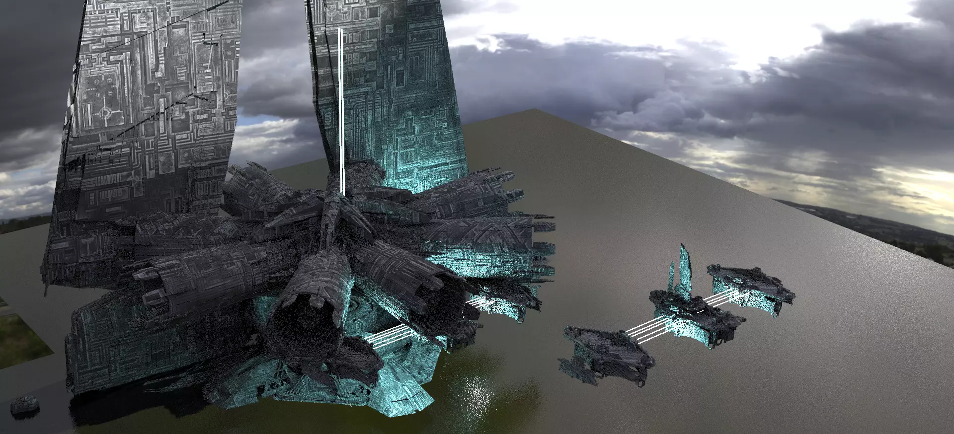 Halo Inspired Skyline Archways 3D model_0