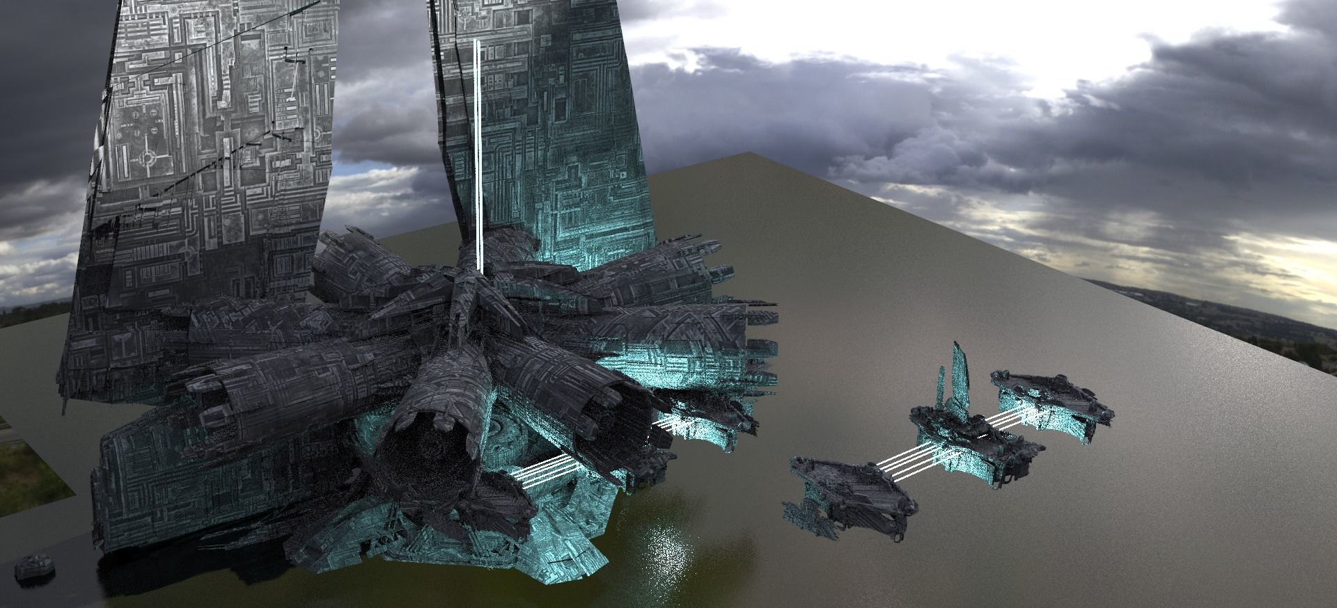 Halo Inspired Skyline Archways 3D model_1