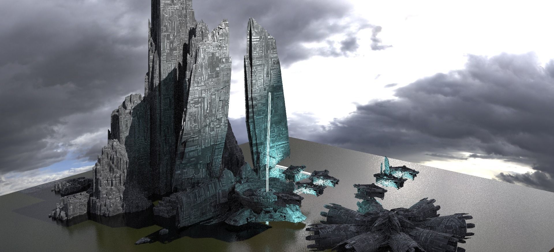 Halo Inspired Mountain Skyline Kit bash  3D model_1