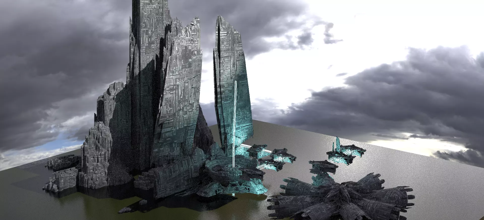 Halo Inspired Mountain Skyline Kit bash  3D model_0