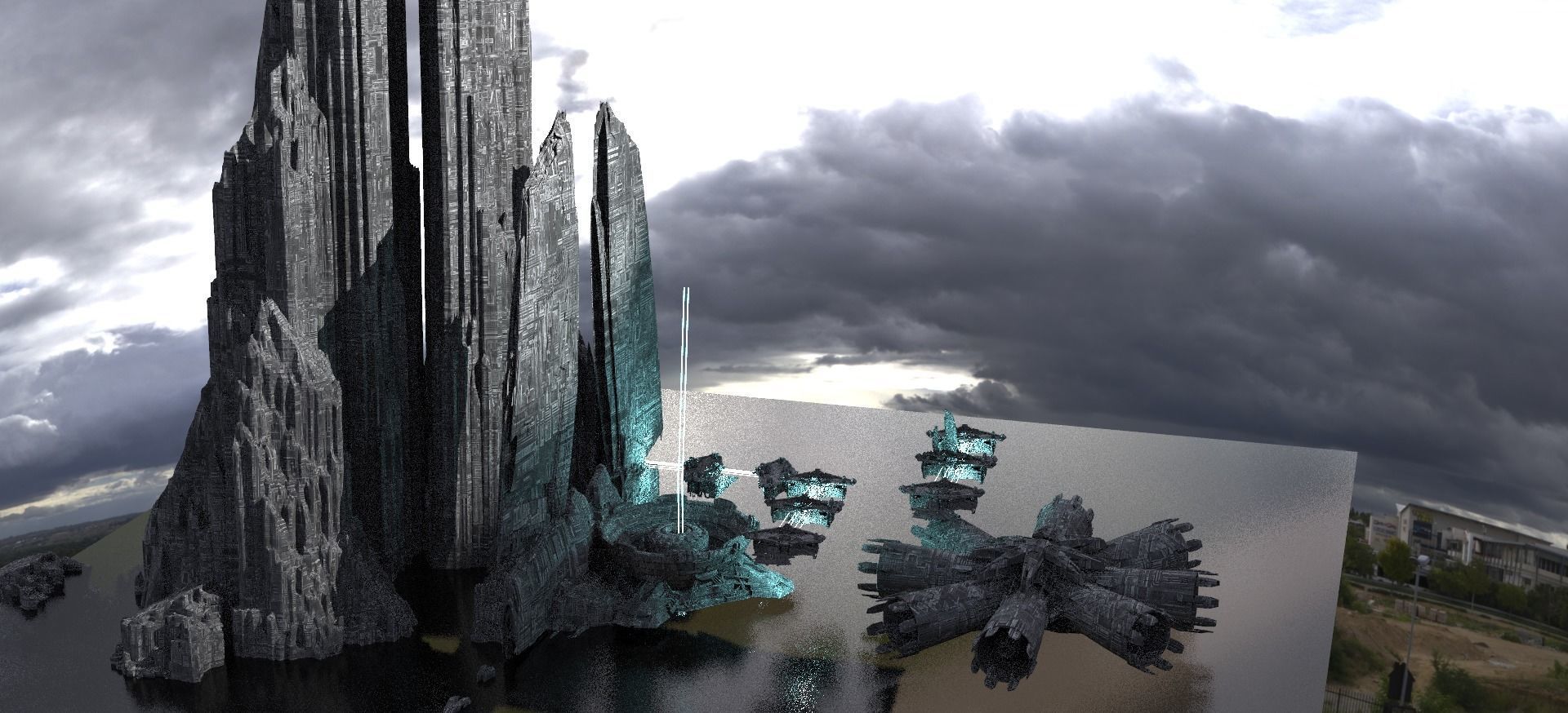 Halo Inspired Mountain Skyline 3 Kit bash 3D model_2