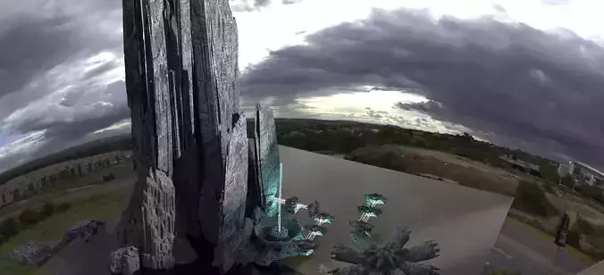 Halo Inspired Mountain Skyline Tall