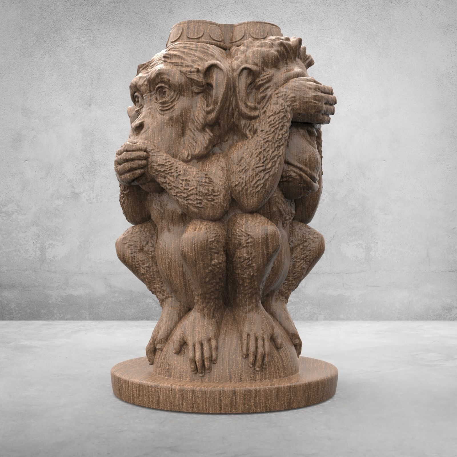 Three Wise Monkeys 3D model 3D print model_20