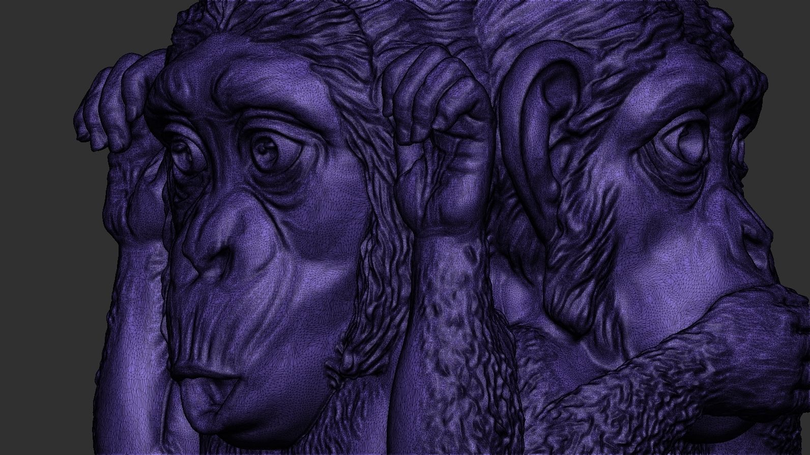 Three Wise Monkeys 3D model 3D print model_53