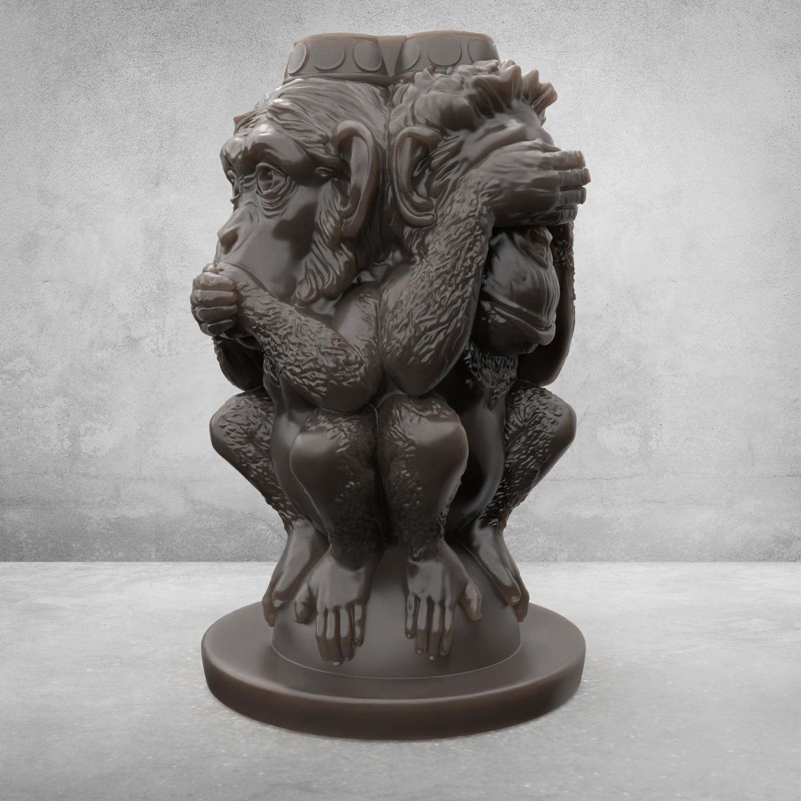 Three Wise Monkeys 3D model 3D print model_12