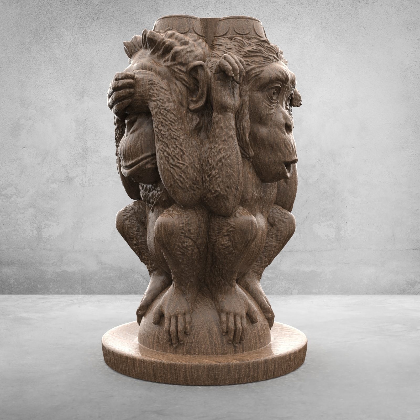 Three Wise Monkeys 3D model 3D print model_22