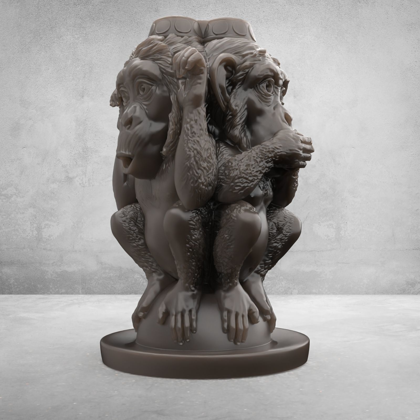 Three Wise Monkeys 3D model 3D print model_17