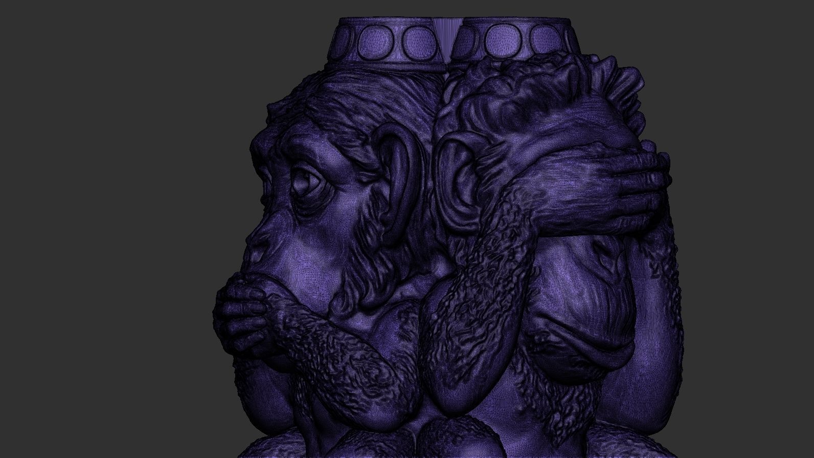 Three Wise Monkeys 3D model 3D print model_50