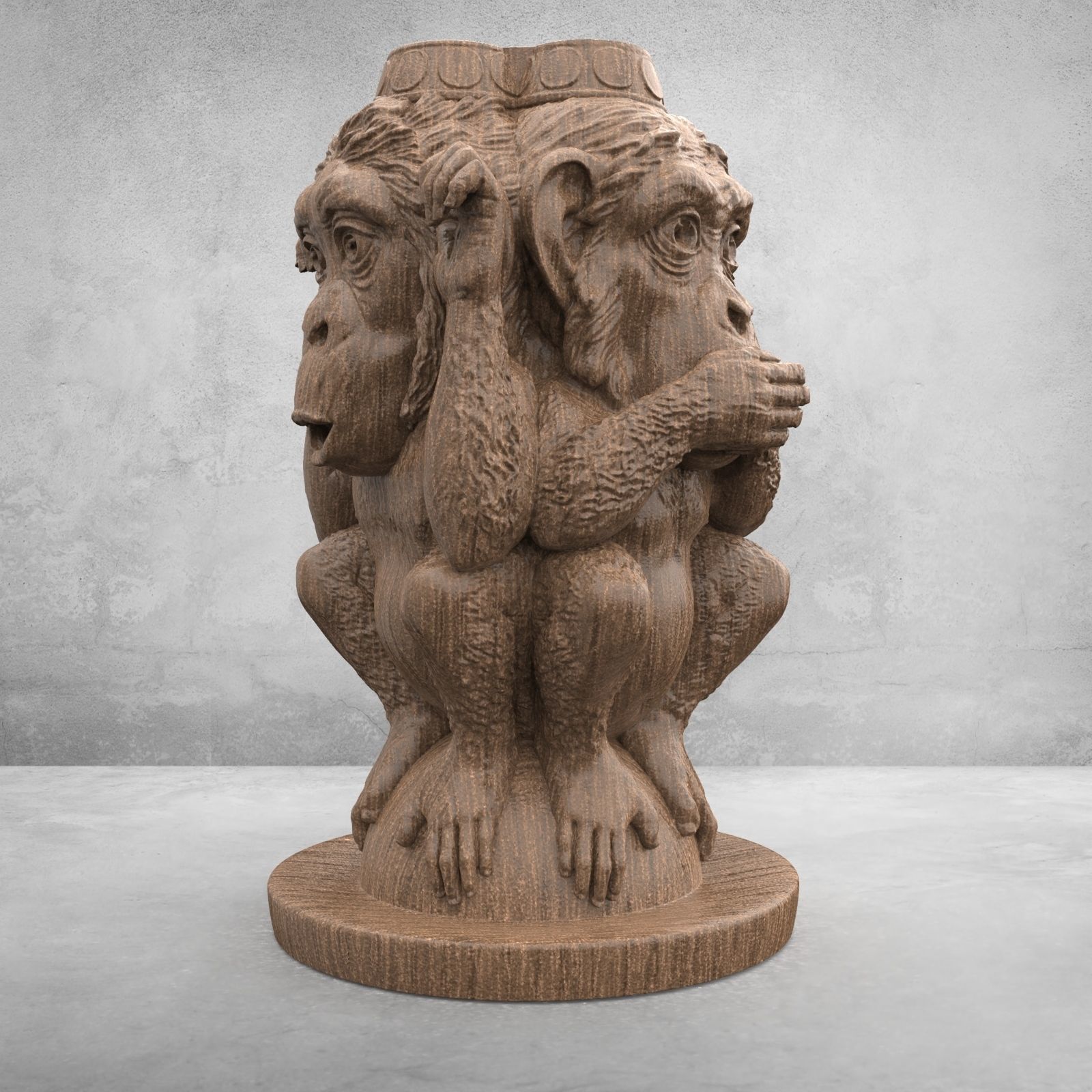 Three Wise Monkeys 3D model 3D print model_24
