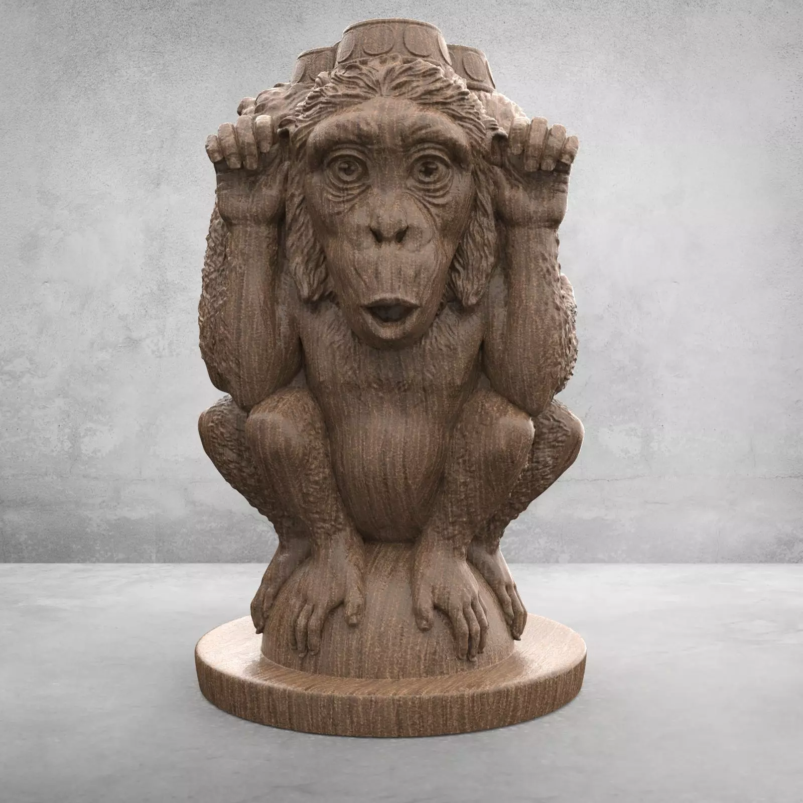 Three Wise Monkeys 3D model 3D print model_0