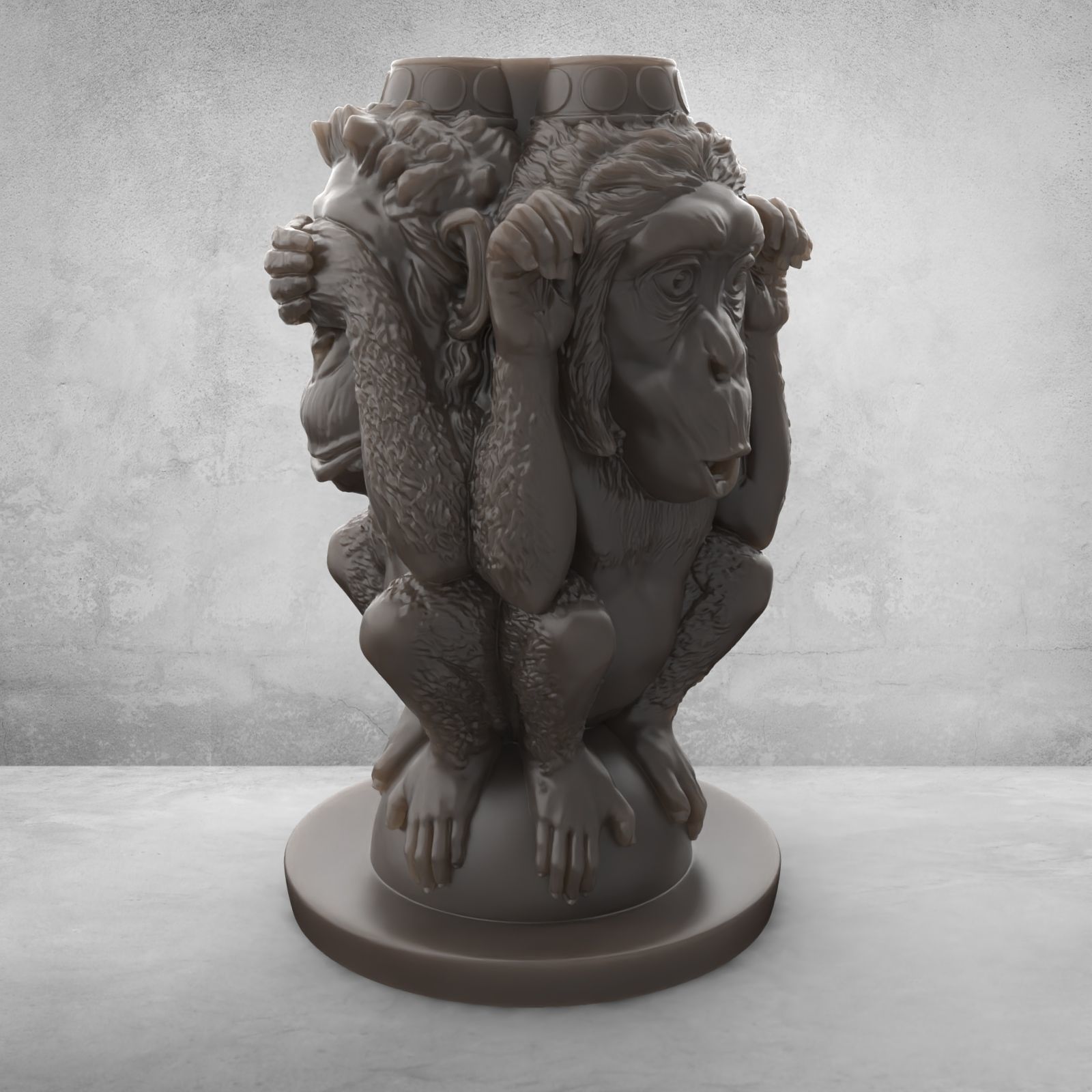 Three Wise Monkeys 3D model 3D print model_3