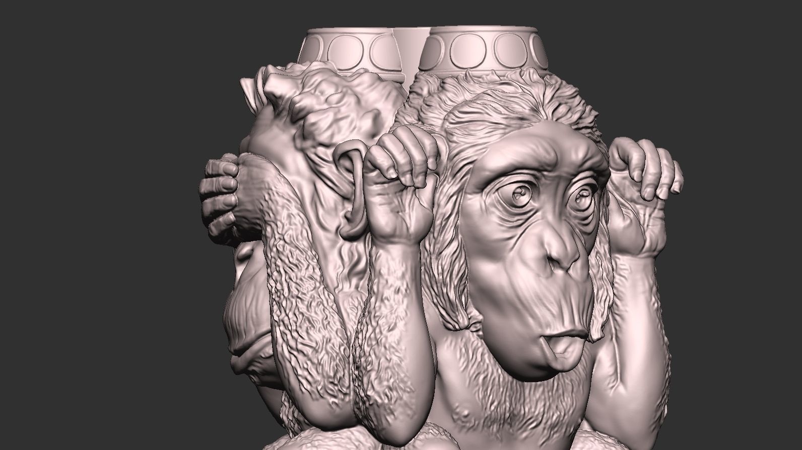 Three Wise Monkeys 3D model 3D print model_45