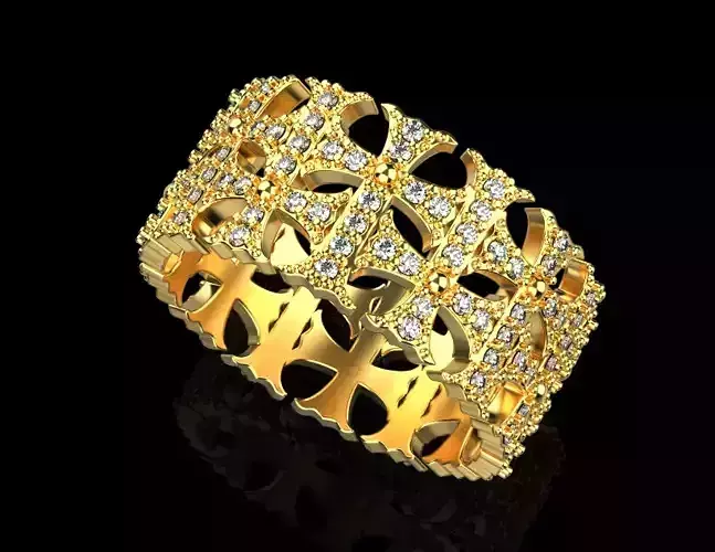 ring of crosses and precious stones