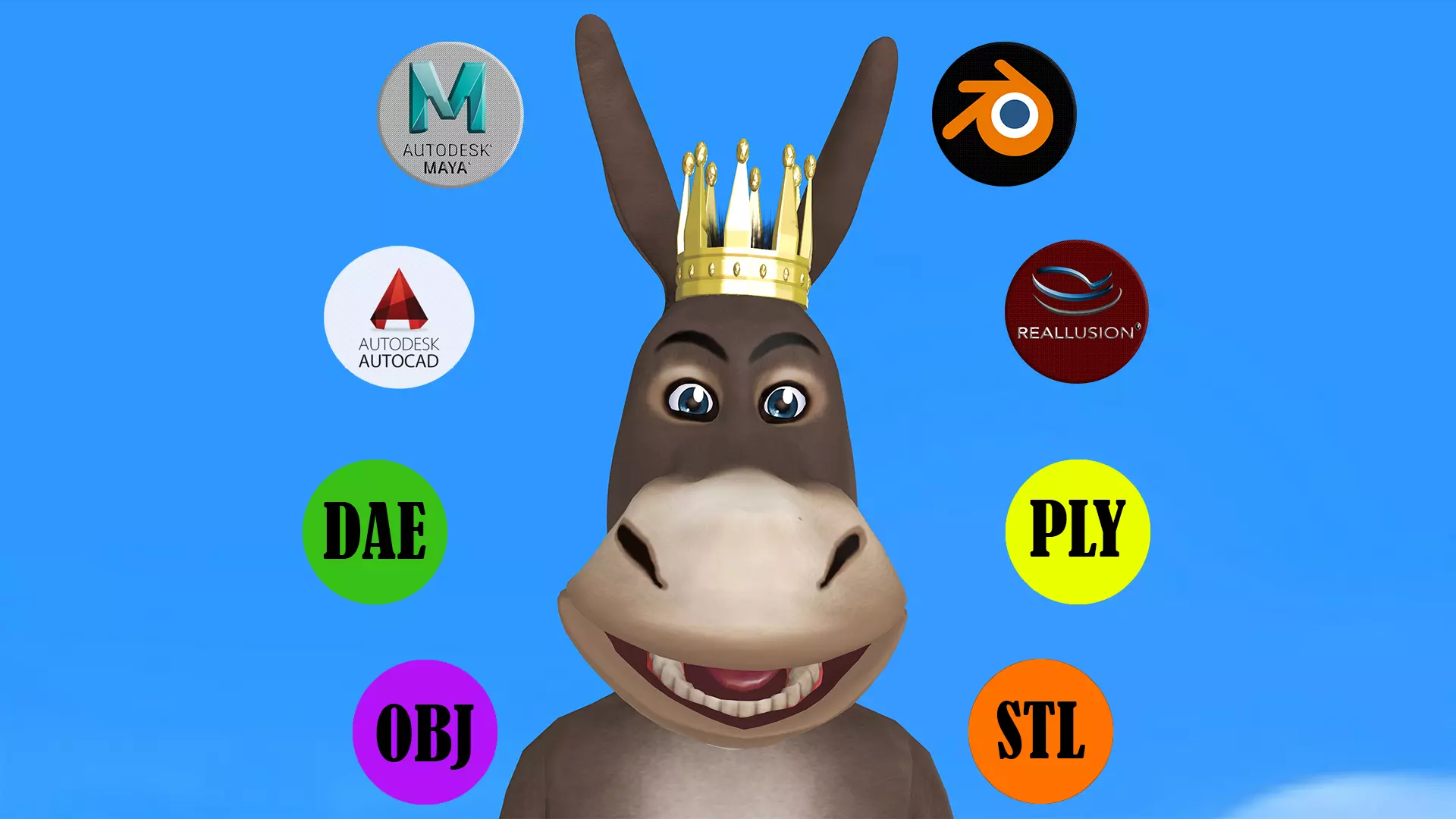 Toon Donkey with Animation 3D model