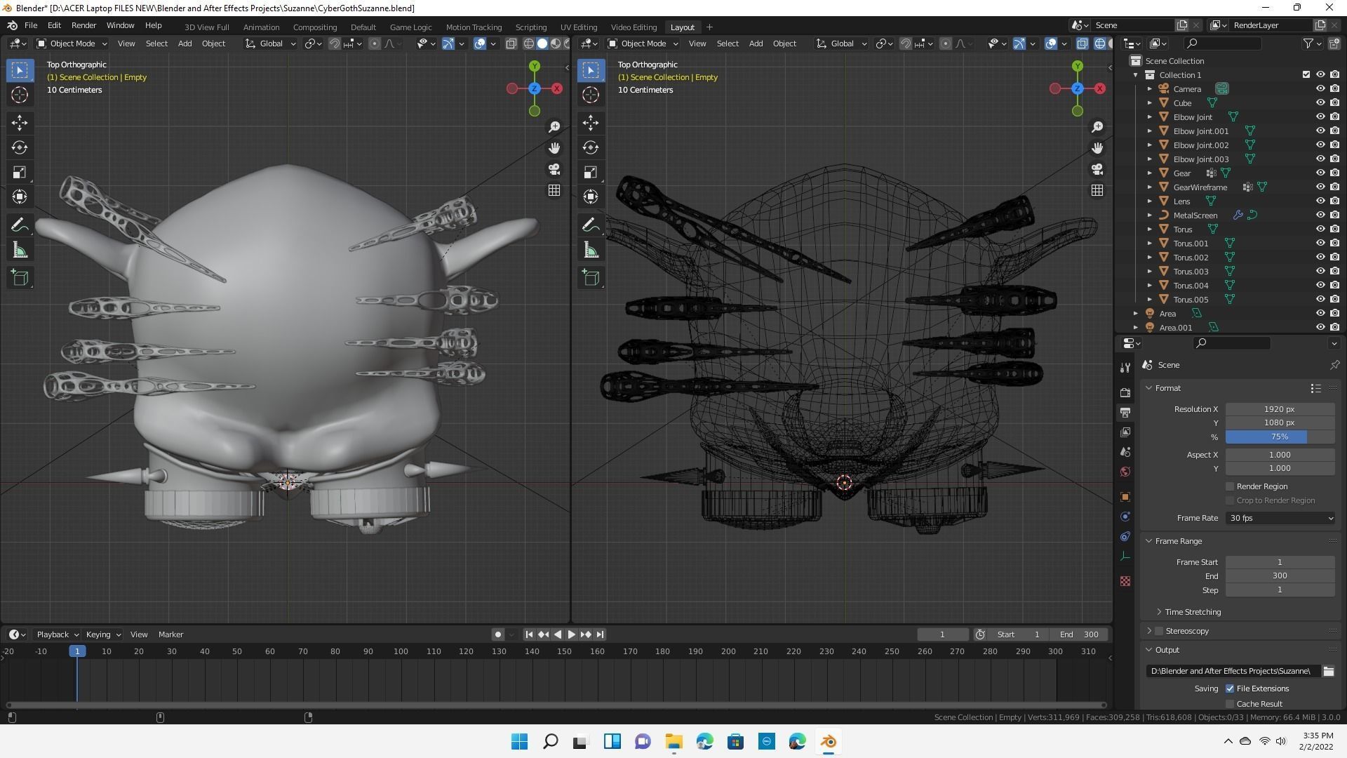 Blender Suzanne Cyber Punk Goth 3D model_4