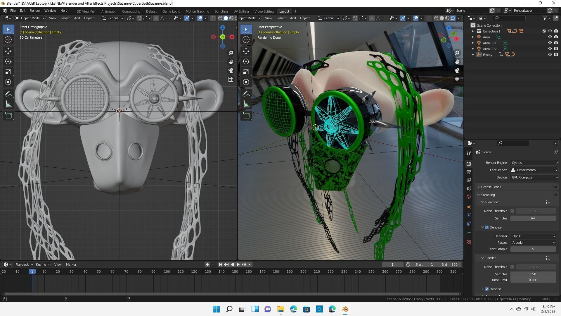 Blender Suzanne Cyber Punk Goth 3D model_2