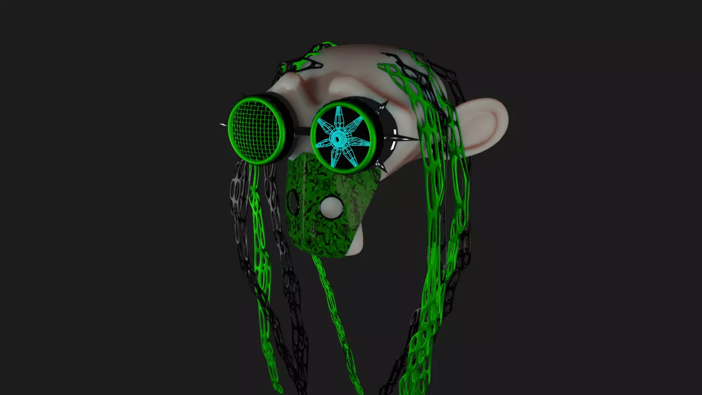 Blender Suzanne Cyber Punk Goth 3D model_0