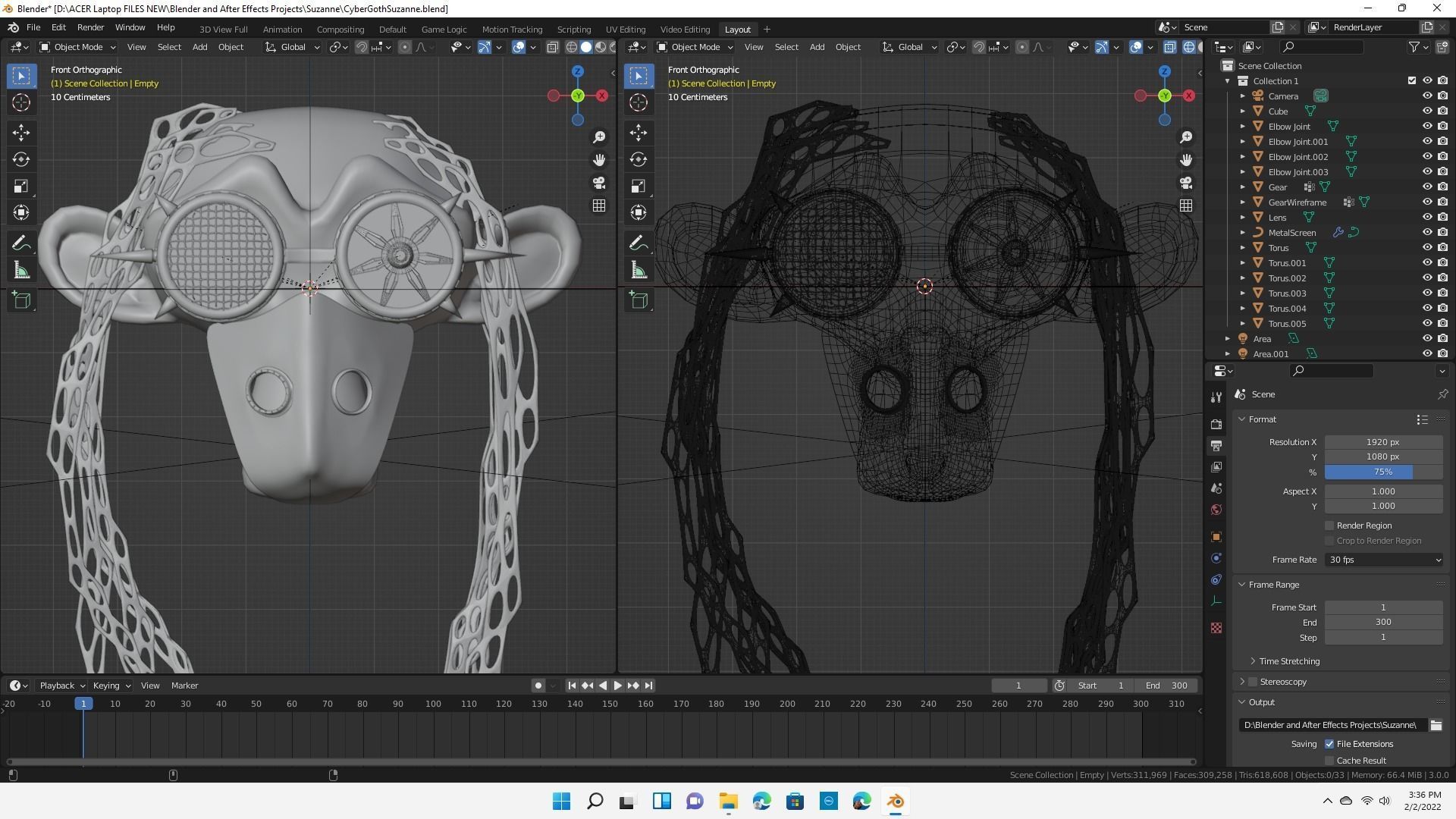Blender Suzanne Cyber Punk Goth 3D model_1