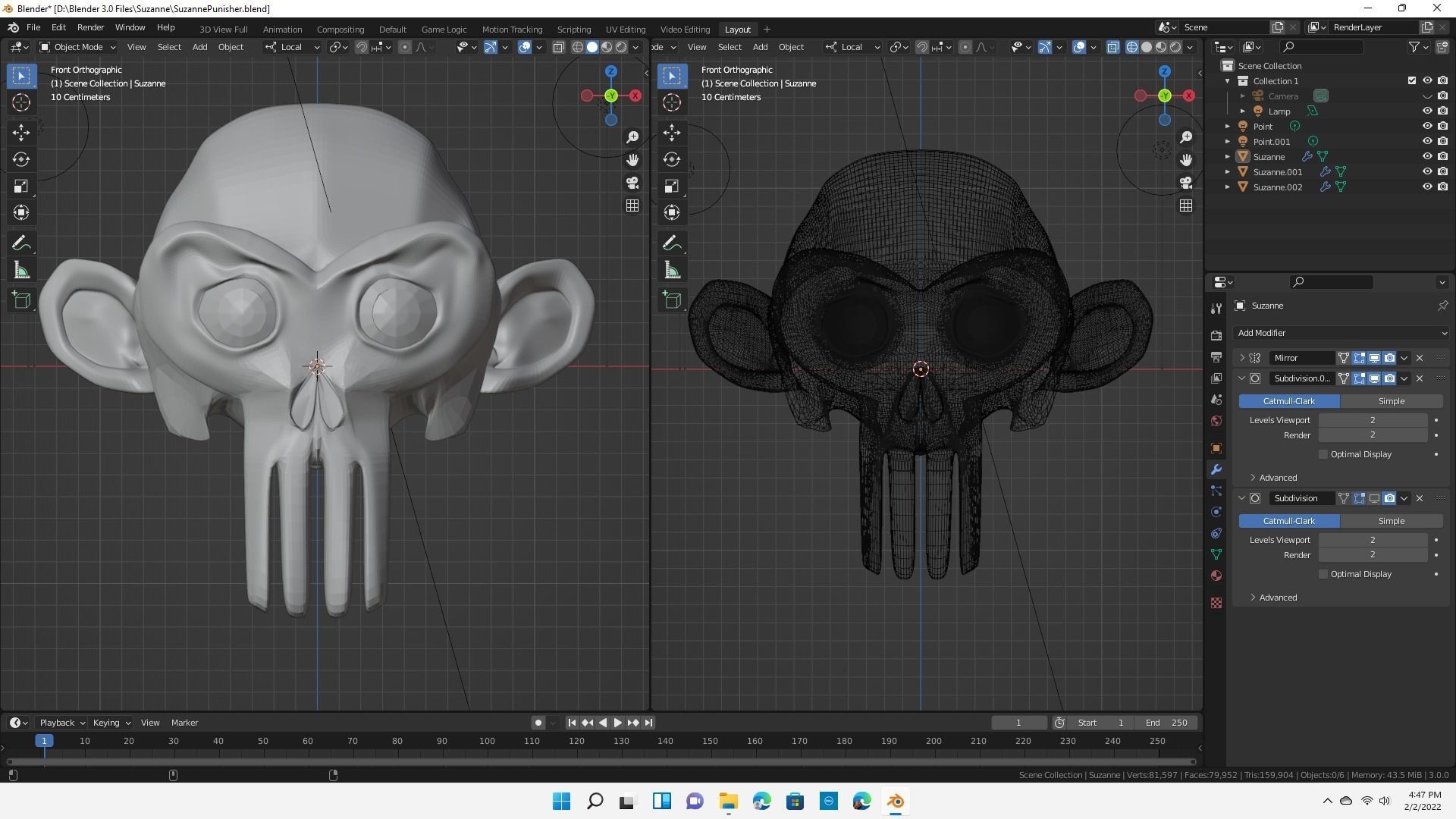 Blender Suzanne Punisher 3D model_4
