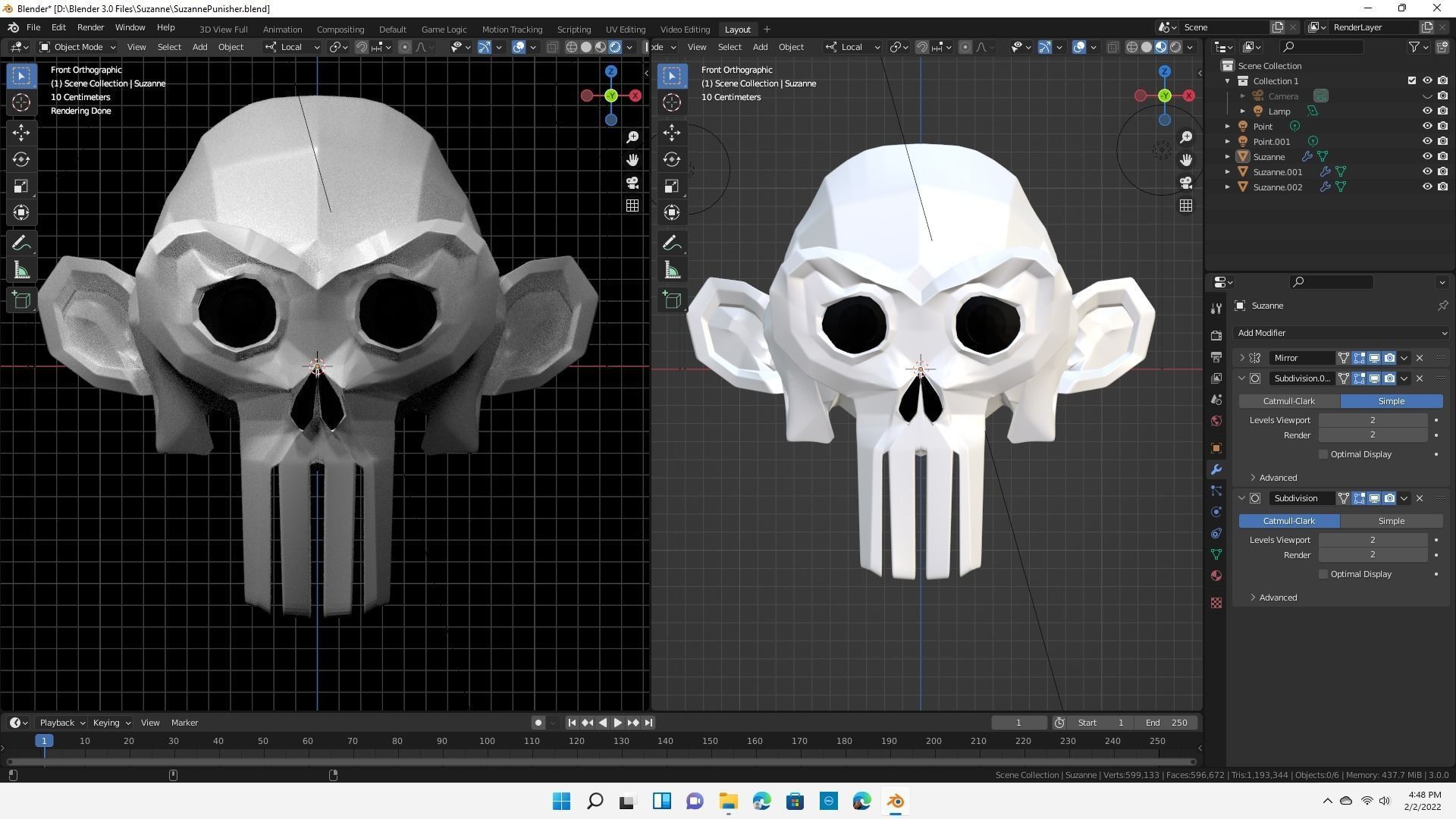 Blender Suzanne Punisher 3D model_6