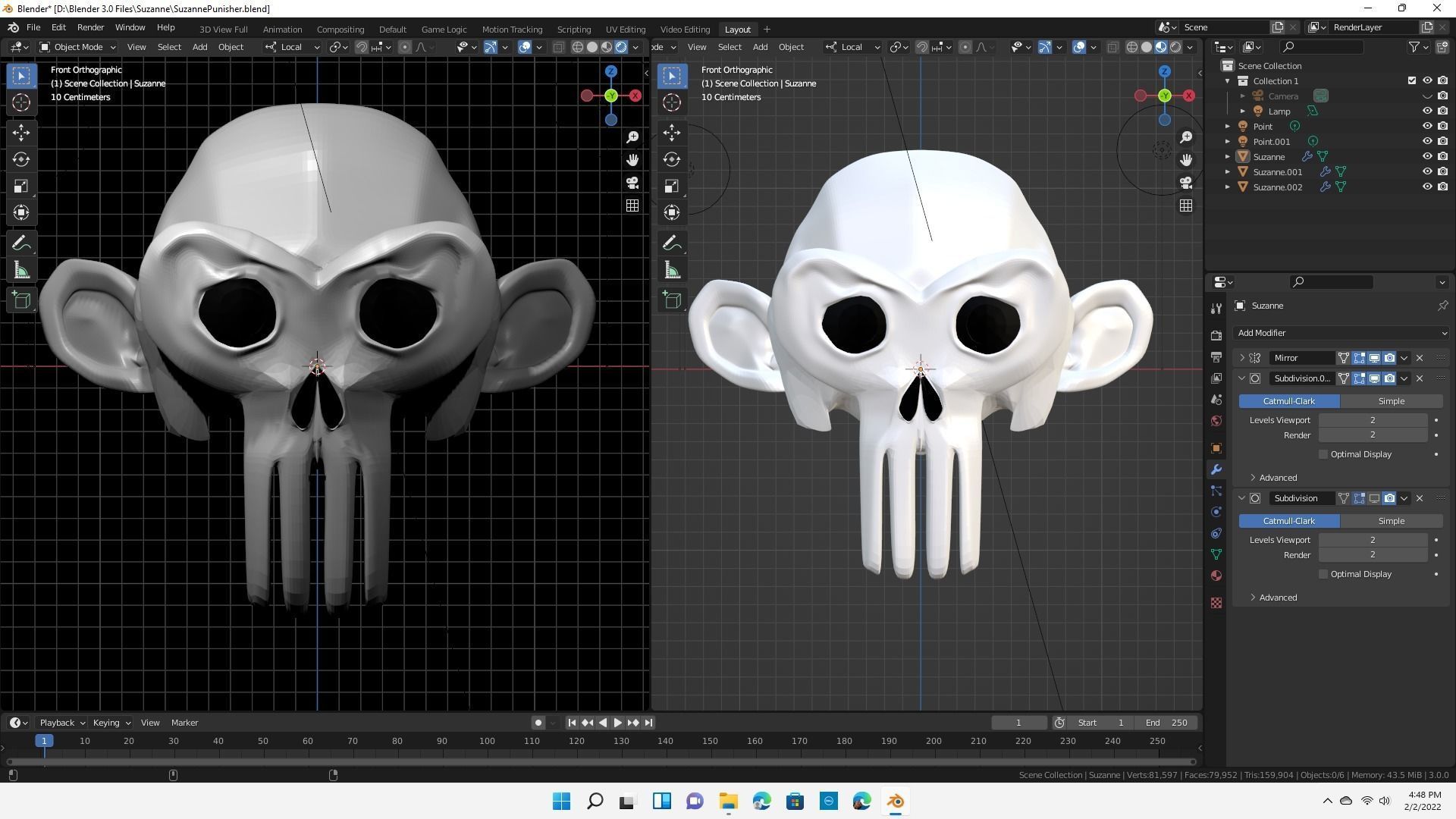 Blender Suzanne Punisher 3D model_5