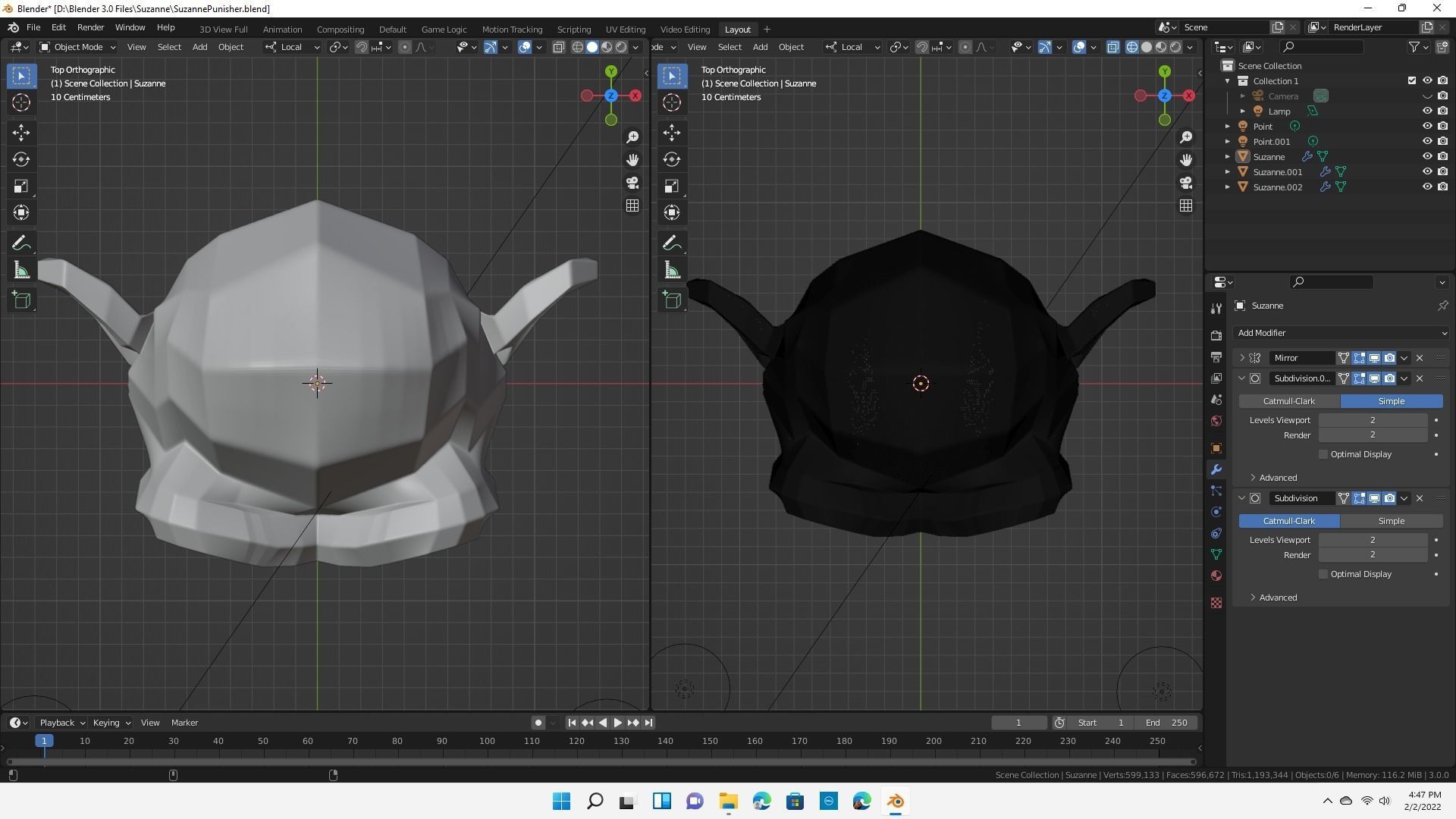 Blender Suzanne Punisher 3D model_3