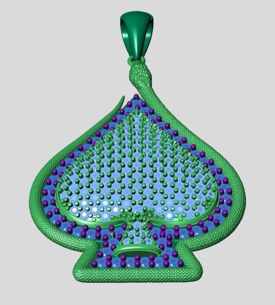 2 model  Ace of Spades pendant 3D print model_24
