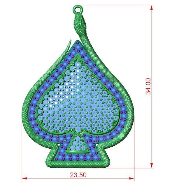 2 model  Ace of Spades pendant 3D print model_3