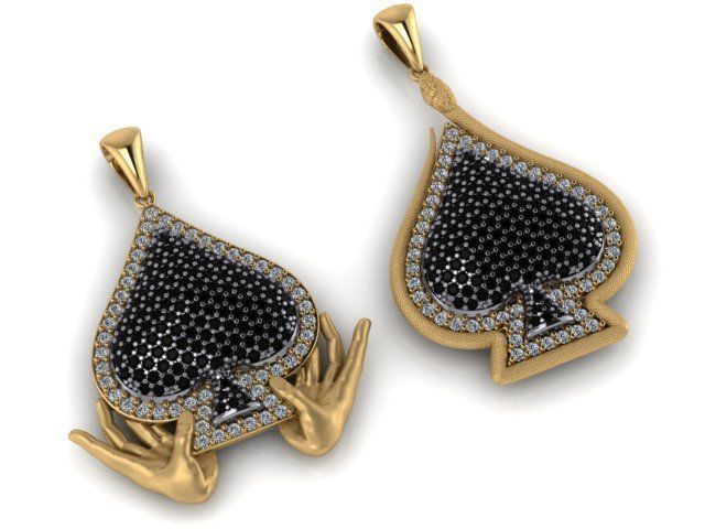 2 model  Ace of Spades pendant 3D print model_7