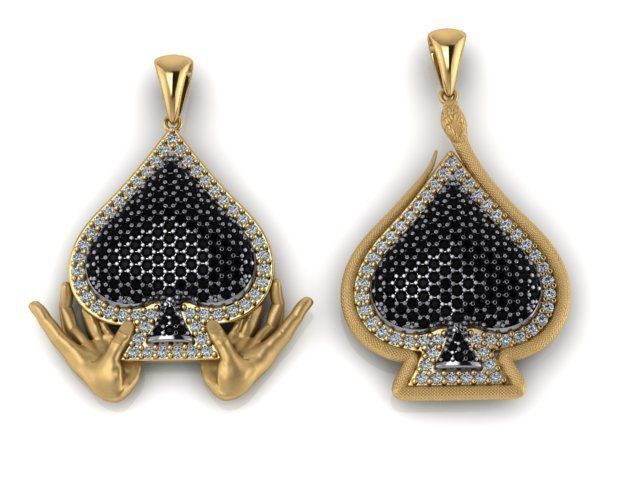 2 model  Ace of Spades pendant 3D print model_20
